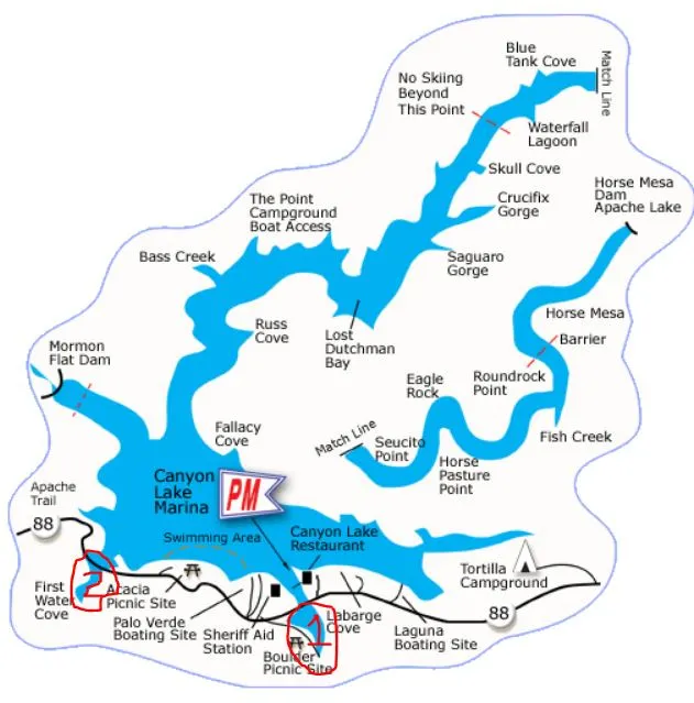 Map of Canyon Lake